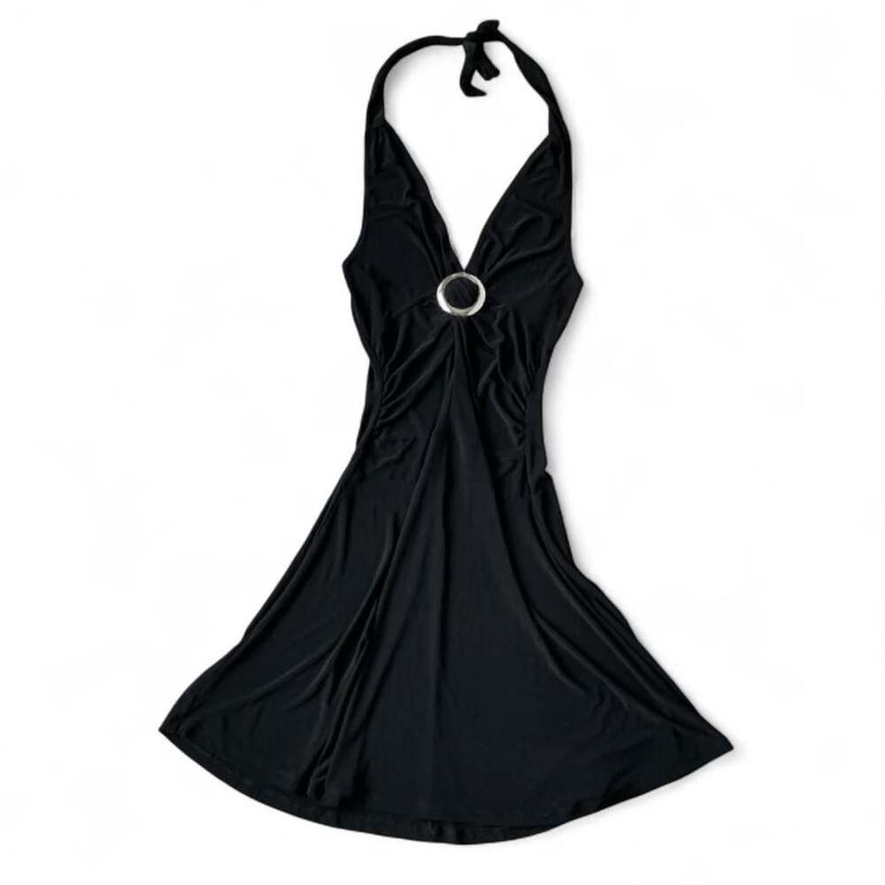 Y2K Chesley Black Halter Open Back Mini Dress – Size Medium